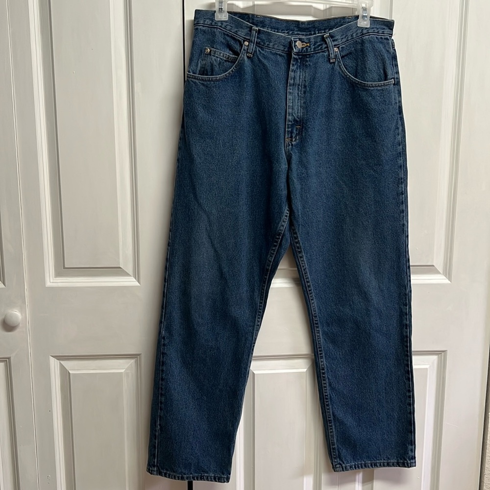 Wrangler Blue Denim 5 Pocket Relaxed Got Mens Jeans Size 36